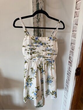 Blu Pepper White Floral Dress w/ Blue and Green Print